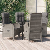 vidaXL 3-delige Tuinset met kussens poly rattan zwart