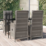 vidaXL 3-delige Tuinset met kussens poly rattan zwart