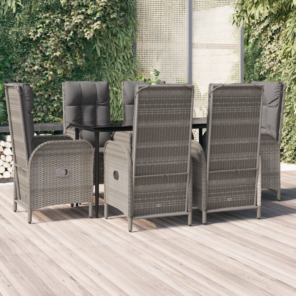 vidaXL 3-delige Tuinset met kussens poly rattan zwart