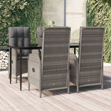 vidaXL 3-delige Tuinset met kussens poly rattan zwart
