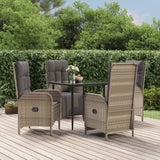 vidaXL 3-delige Tuinset met kussens poly rattan zwart