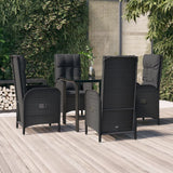 vidaXL 3-delige Tuinset met kussens poly rattan zwart