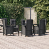 vidaXL 3-delige Tuinset met kussens poly rattan zwart