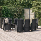 vidaXL 3-delige Tuinset met kussens poly rattan zwart