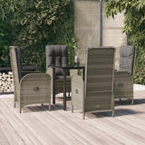 vidaXL 3-delige Tuinset met kussens poly rattan zwart
