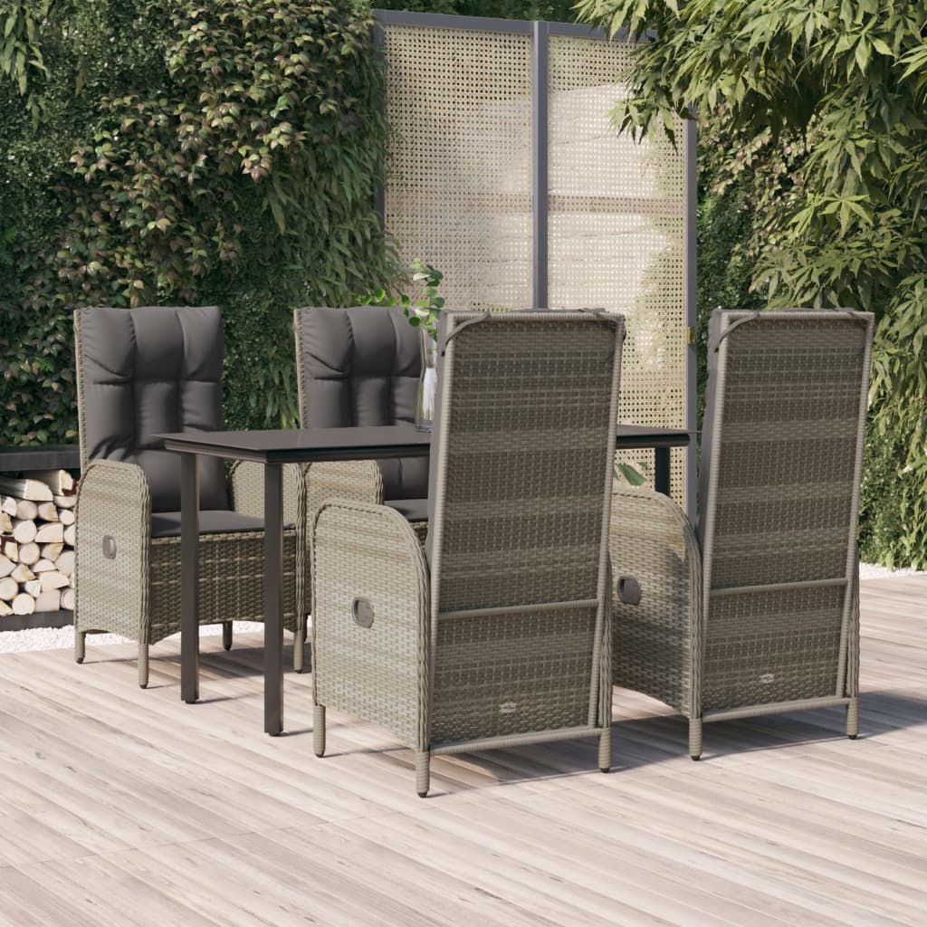 vidaXL 3-delige Tuinset met kussens poly rattan zwart