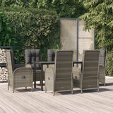 vidaXL 3-delige Tuinset met kussens poly rattan zwart