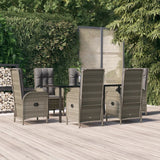 vidaXL 3-delige Tuinset met kussens poly rattan zwart