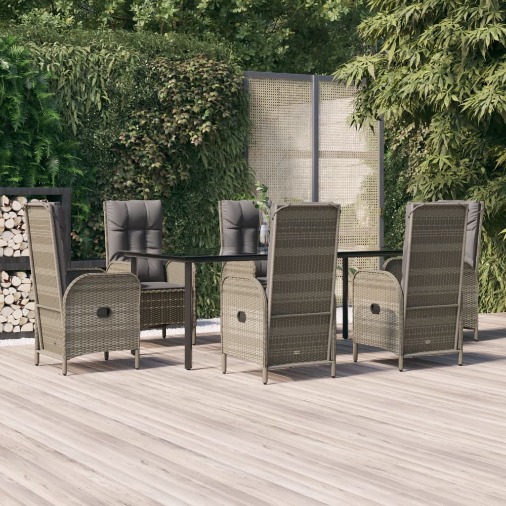 vidaXL 3-delige Tuinset met kussens poly rattan zwart