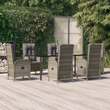 vidaXL 3-delige Tuinset met kussens poly rattan zwart