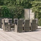 vidaXL 3-delige Tuinset met kussens poly rattan zwart