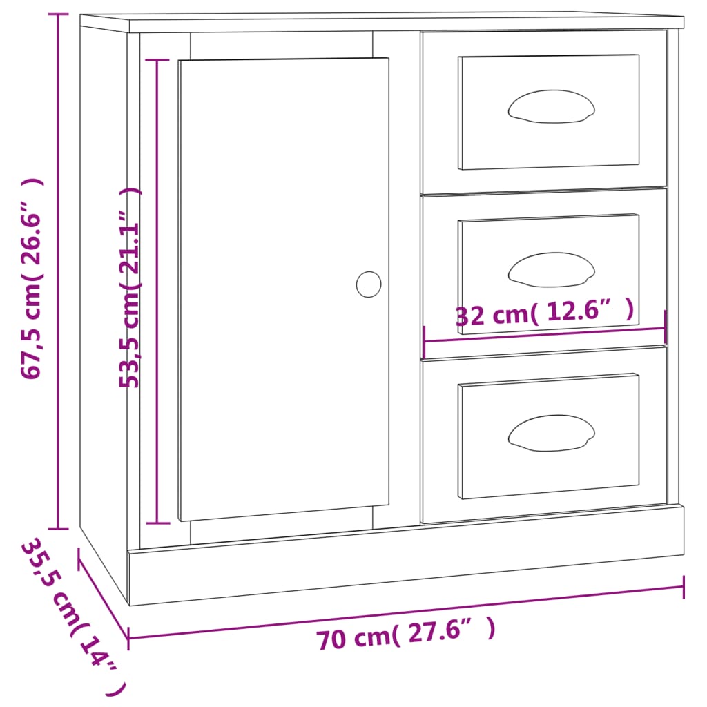 vidaXL Sideboards 2 pcs engineered wood white