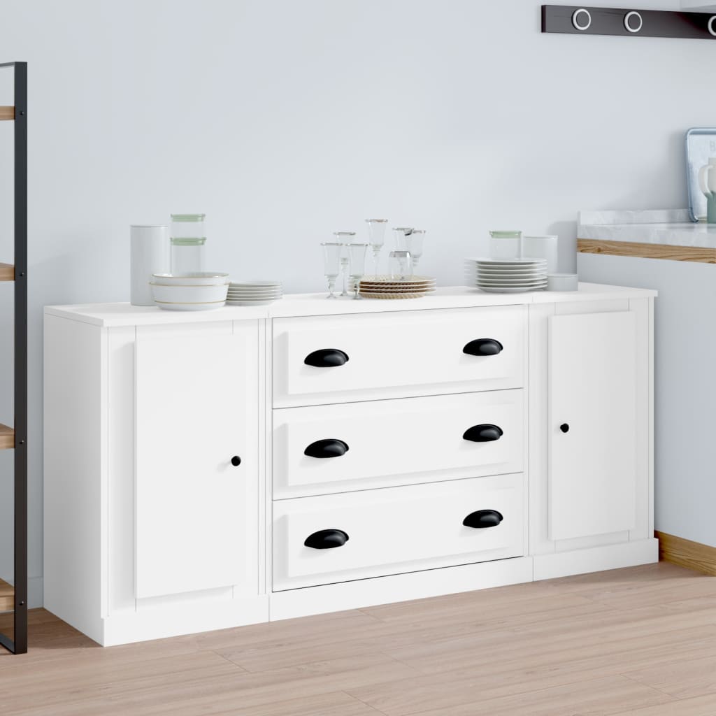 vidaXL Dressoirs 3 st bewerkt hout wit