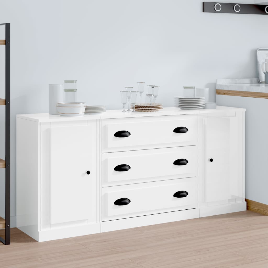 vidaXL Dressoirs 3 st bewerkt hout wit