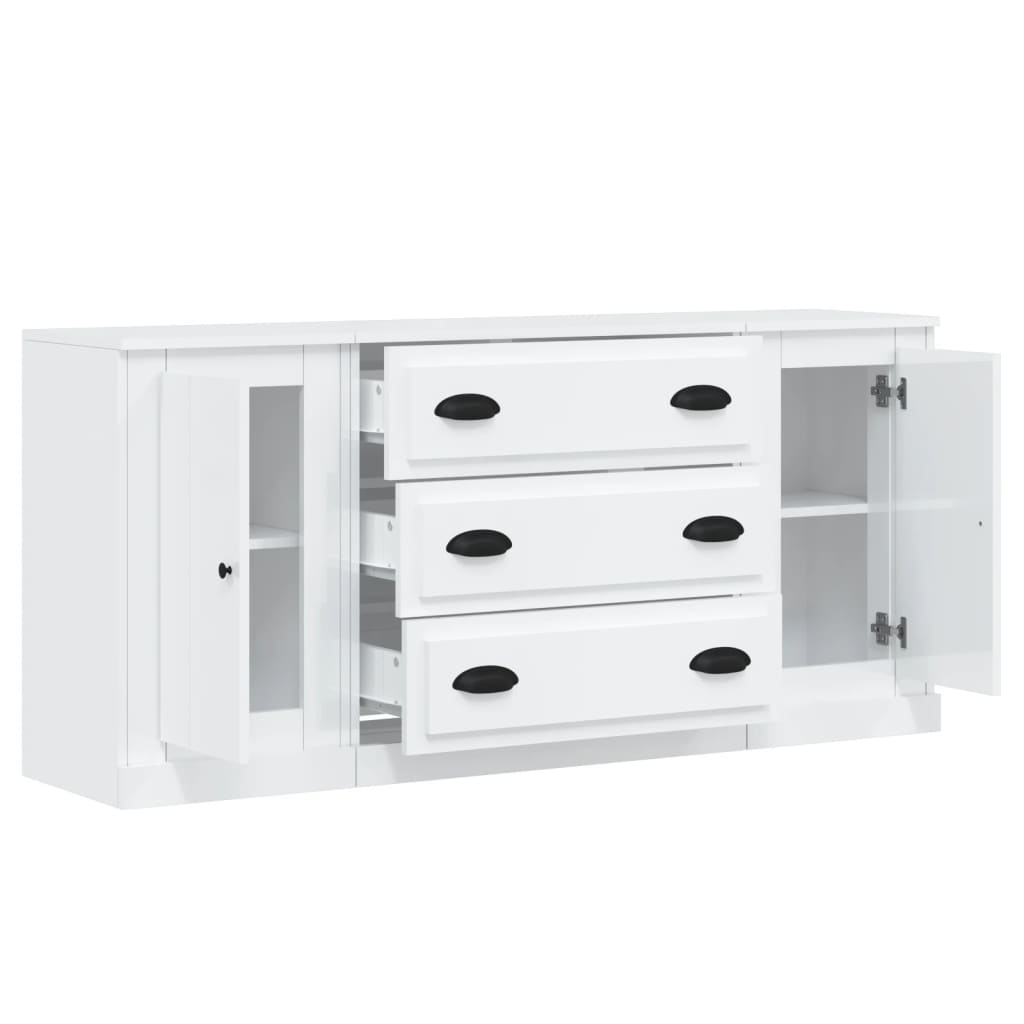 vidaXL Dressoirs 3 st bewerkt hout wit