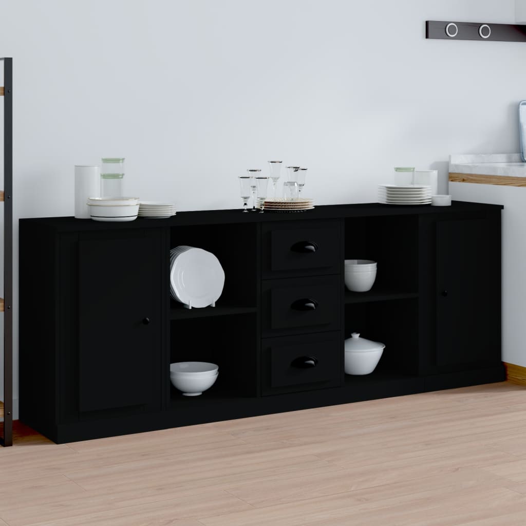vidaXL Dressoirs 3 st bewerkt hout wit