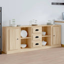 vidaXL Dressoirs 3 st bewerkt hout wit