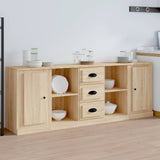 vidaXL Dressoirs 3 st bewerkt hout wit