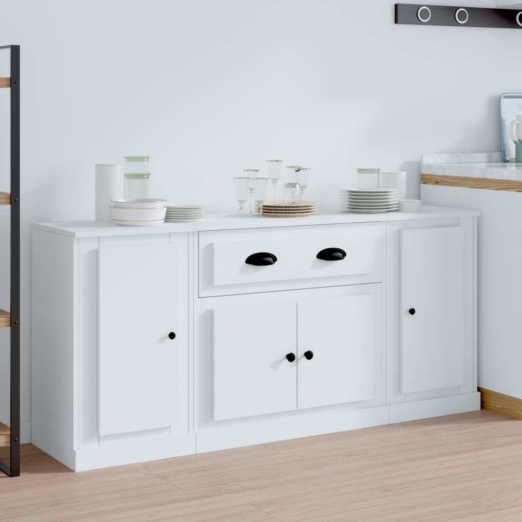 vidaXL Sideboards 3 pcs engineered wood white