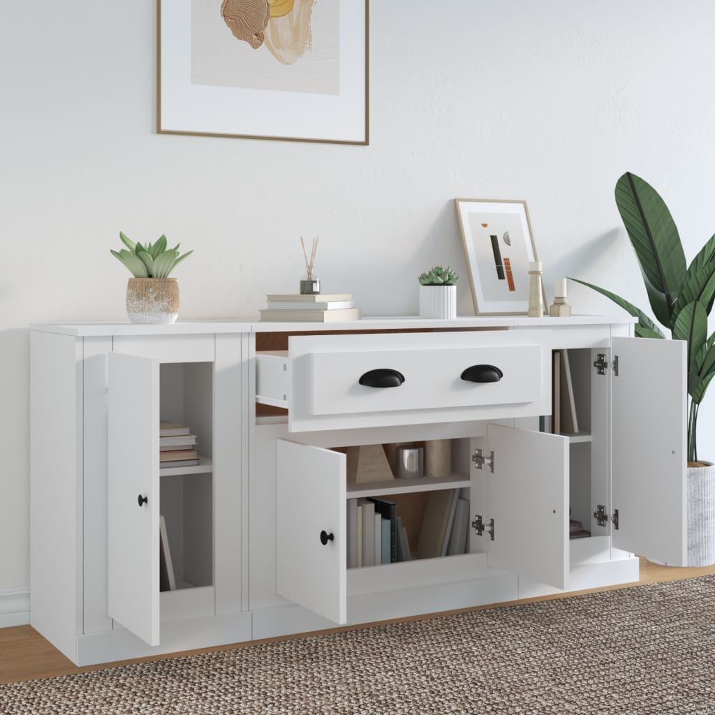 vidaXL Sideboards 3 pcs engineered wood white