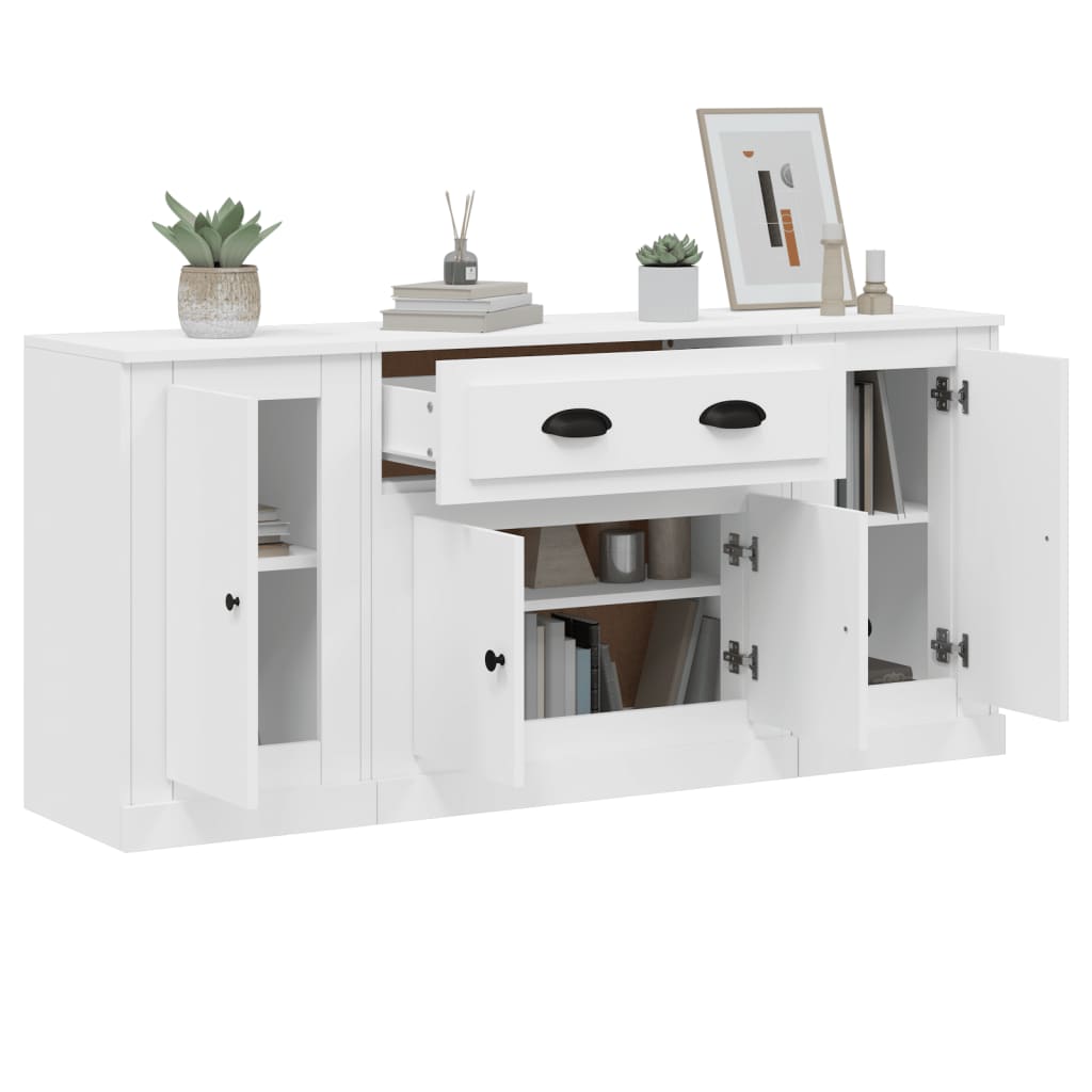 vidaXL Sideboards 3 pcs engineered wood white