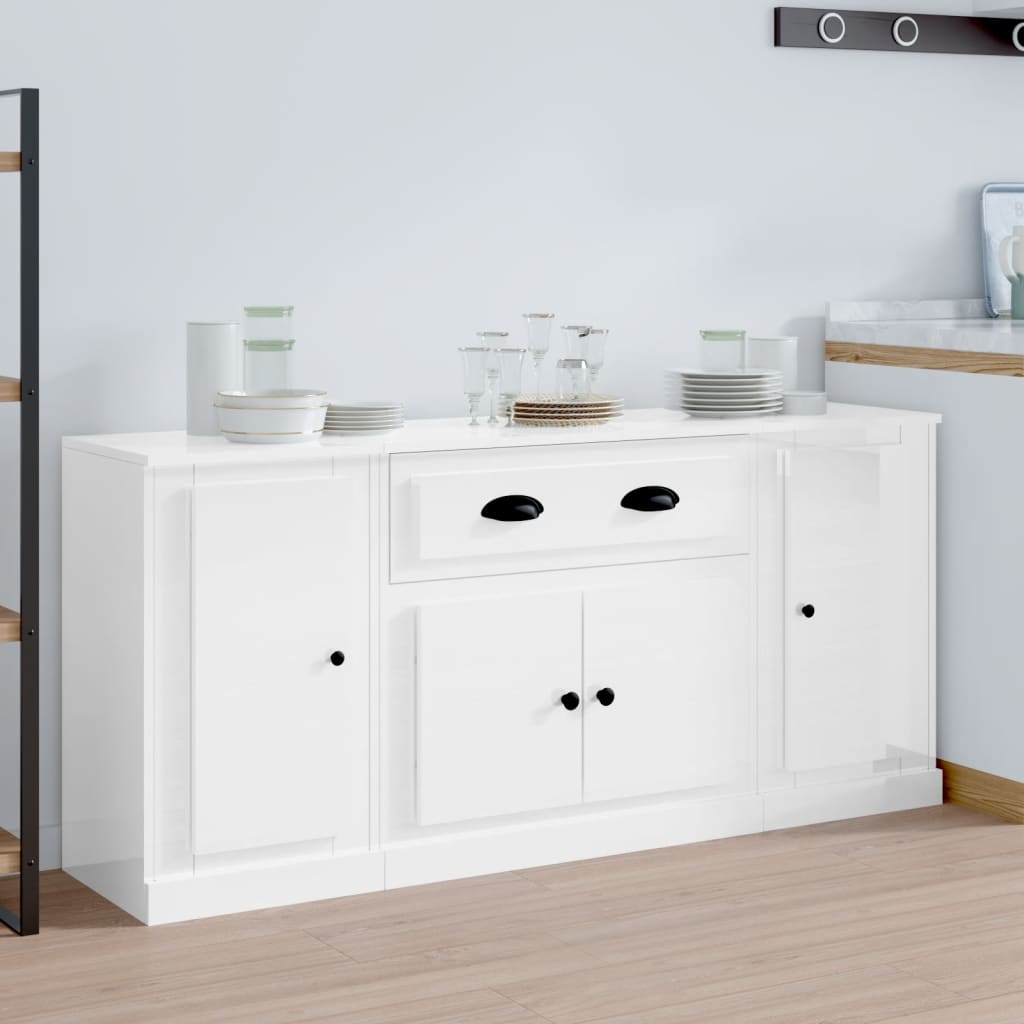 vidaXL Sideboards 3 pcs engineered wood white