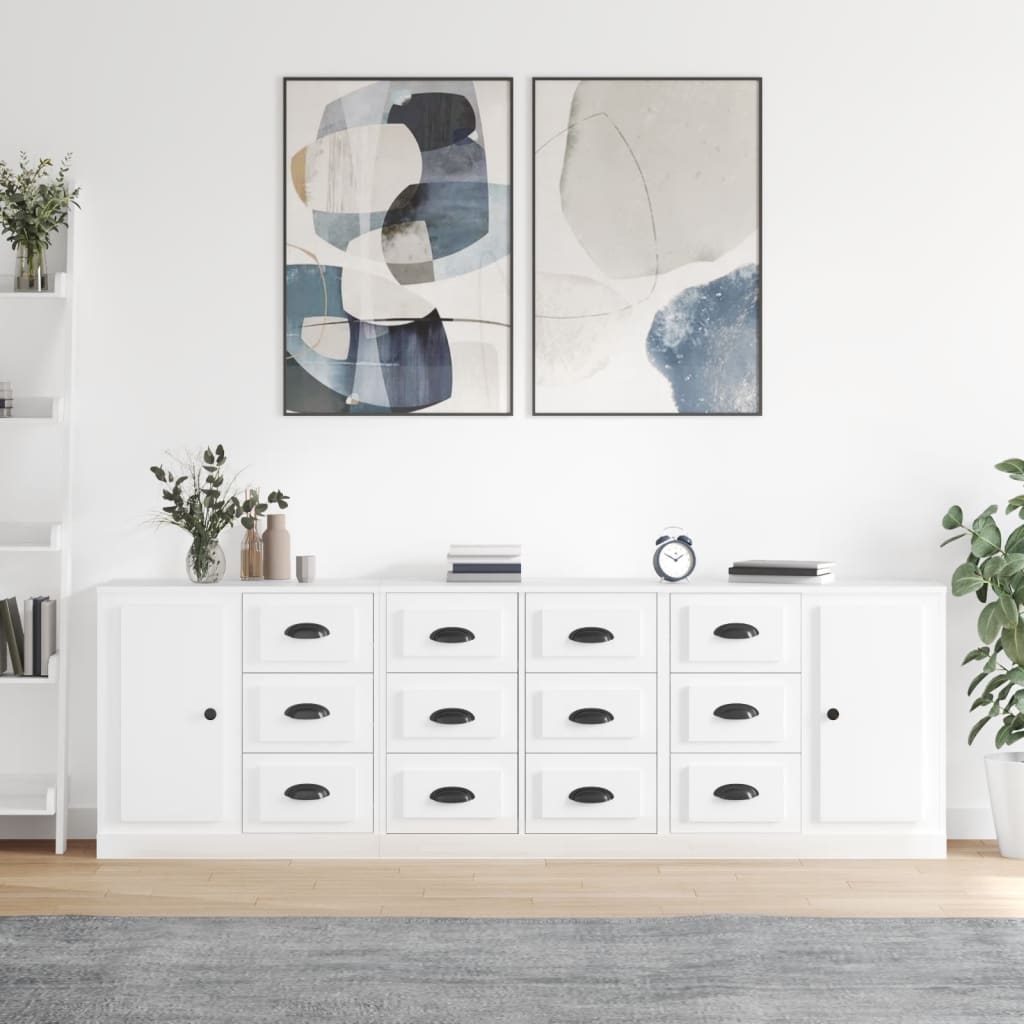 vidaXL Sideboards 3 pcs engineered wood white