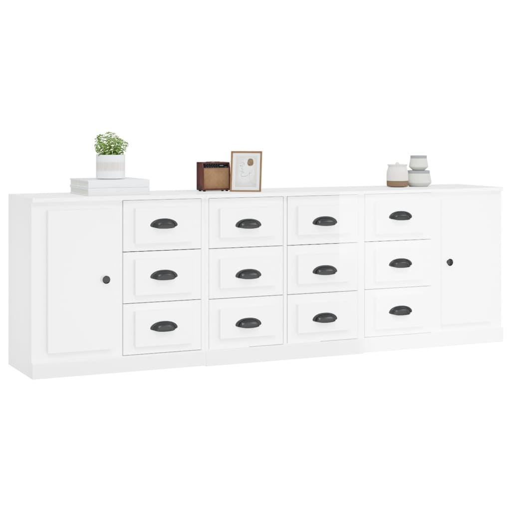 vidaXL Sideboards 3 pcs engineered wood white