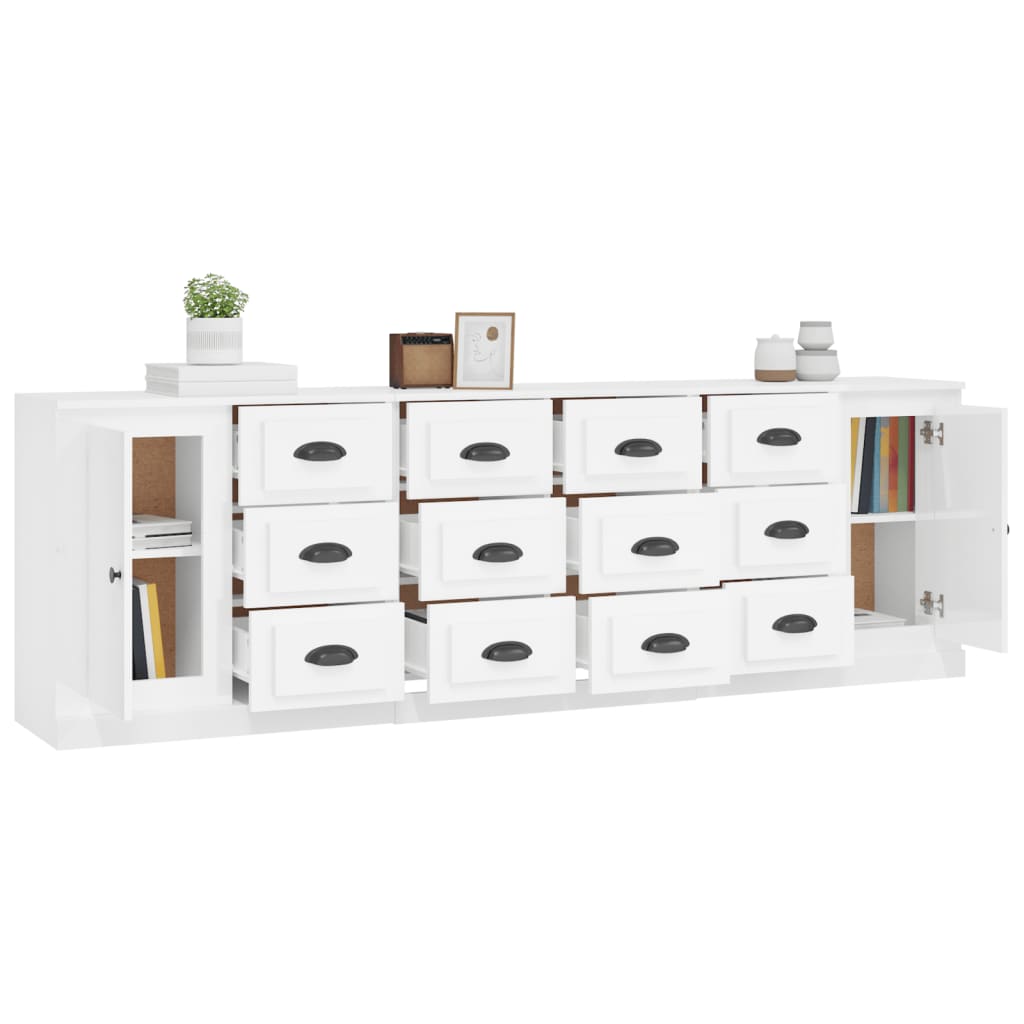 vidaXL Sideboards 3 pcs engineered wood white