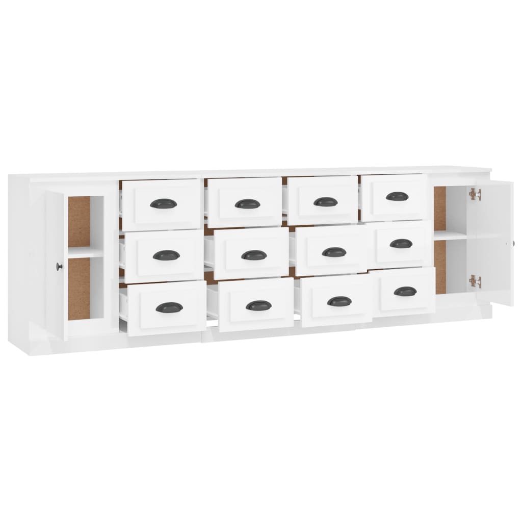vidaXL Sideboards 3 pcs engineered wood white