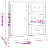 vidaXL Sideboards 3 pcs engineered wood white