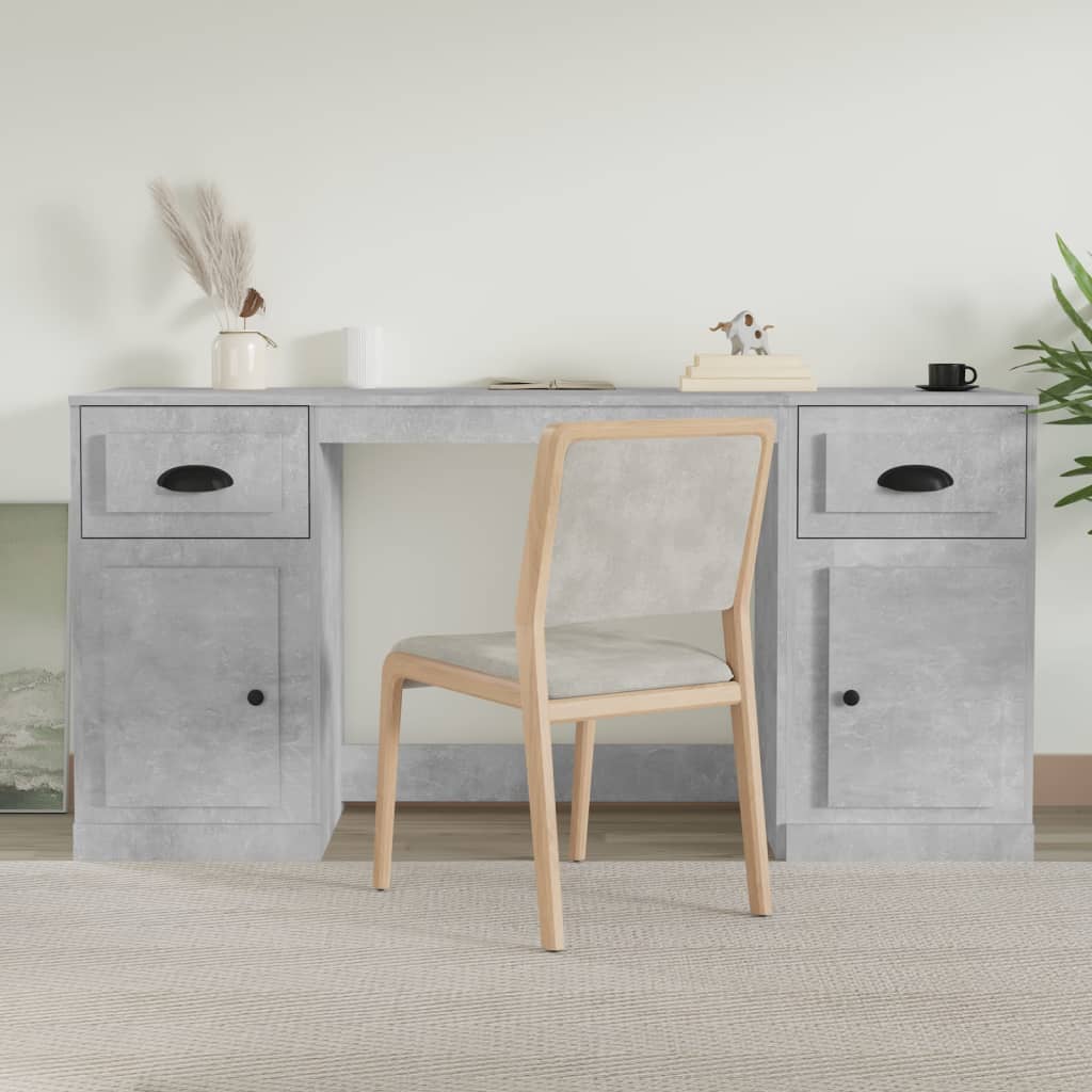 vidaXL Bureau met kast bewerkt hout wit