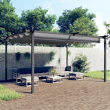 vidaXL Tuinprieel met uittrekbaar dak 3x3 m crèmekleurig