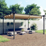 vidaXL Tuinprieel met uittrekbaar dak 3x3 m crèmekleurig
