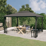 vidaXL Prieel met zijwanden en dubbel dak 3x3 m crèmekleurig