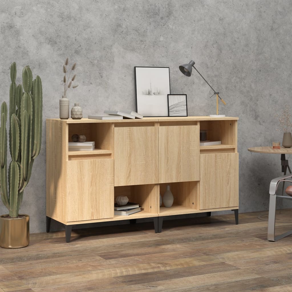 vidaXL Dressoirs 2 st 60x35x70 cm bewerkt hout wit
