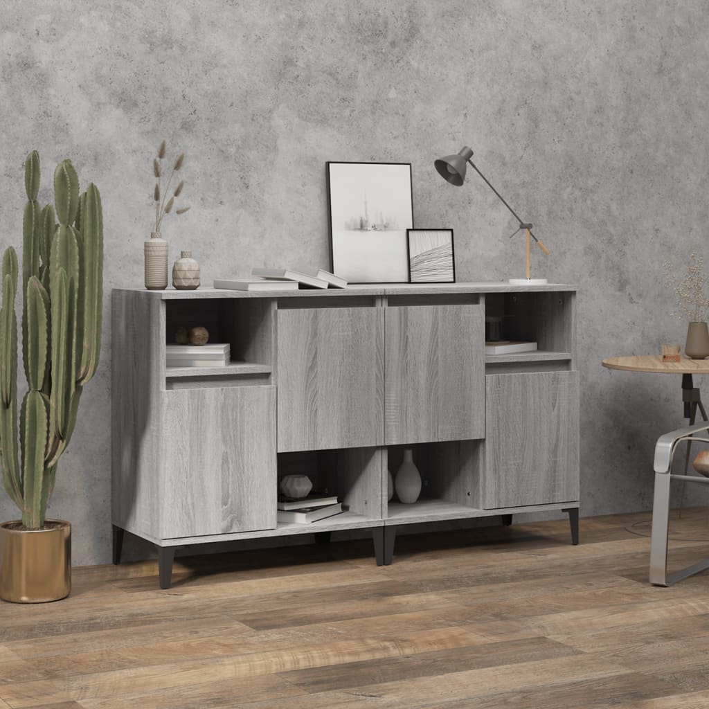 vidaXL Dressoirs 2 st 60x35x70 cm bewerkt hout wit