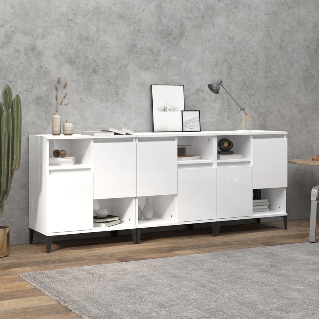 vidaXL Dressoirs 2 st 60x35x70 cm bewerkt hout wit