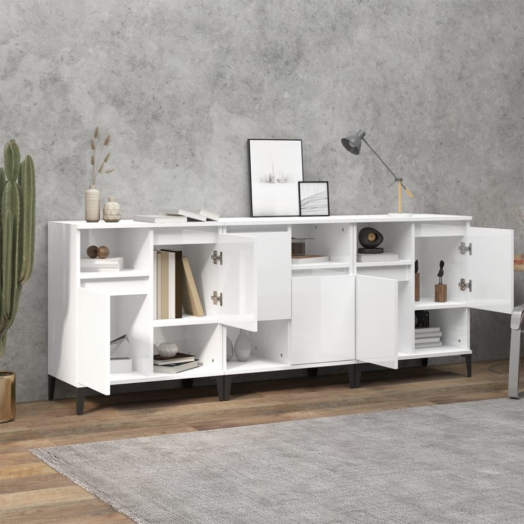 vidaXL Dressoirs 2 st 60x35x70 cm bewerkt hout wit