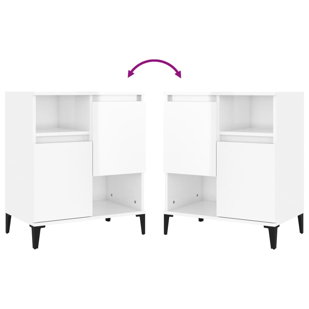 vidaXL Dressoirs 2 st 60x35x70 cm bewerkt hout wit