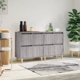 vidaXL Dressoirs 2 st 60x35x70 cm bewerkt hout wit