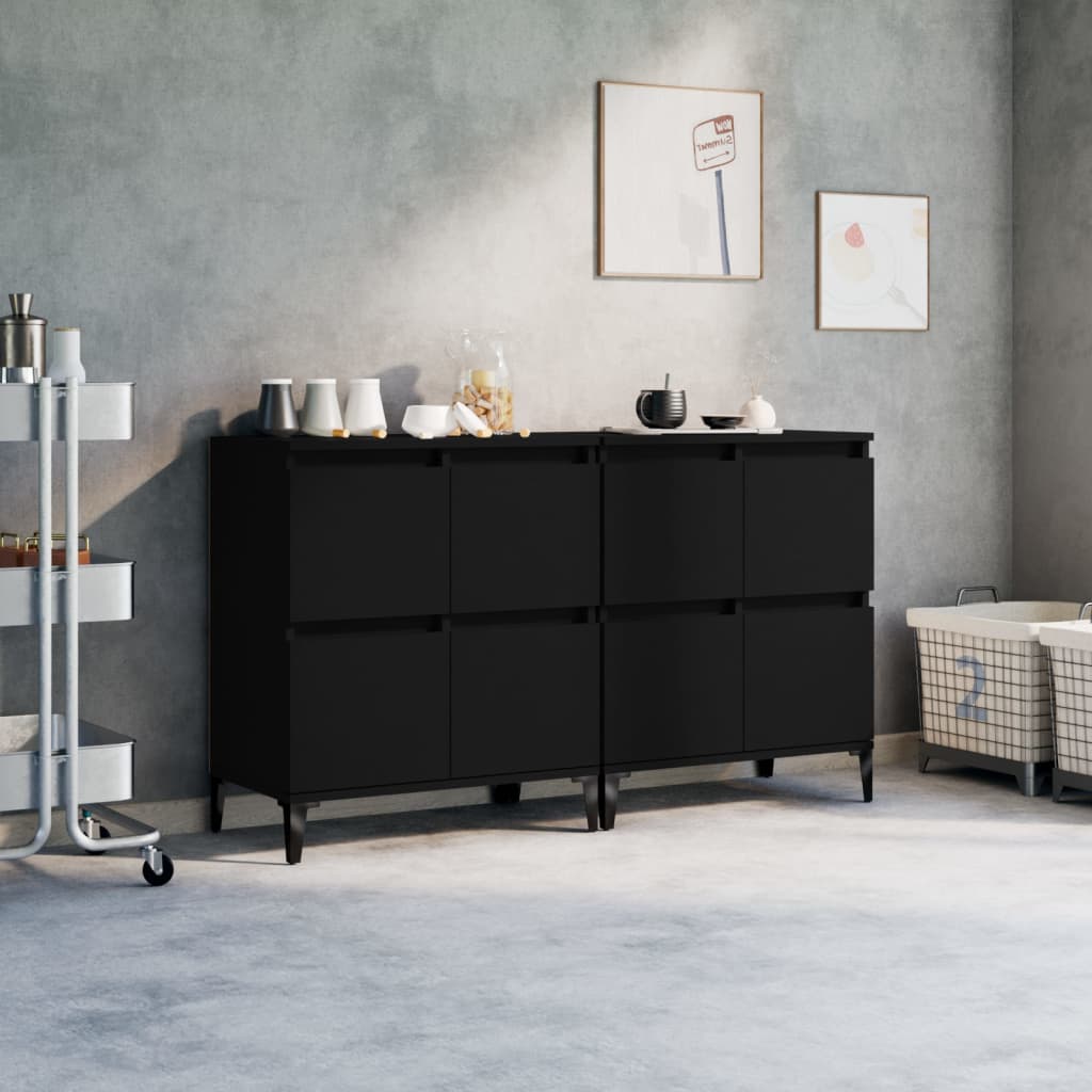 vidaXL Dressoirs 2 st 60x35x70 cm bewerkt hout wit