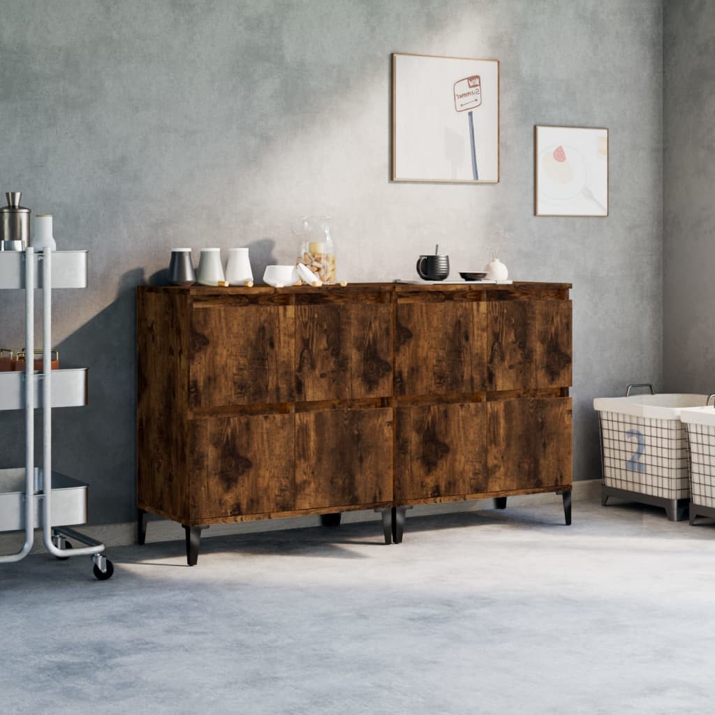 vidaXL Dressoirs 2 st 60x35x70 cm bewerkt hout wit