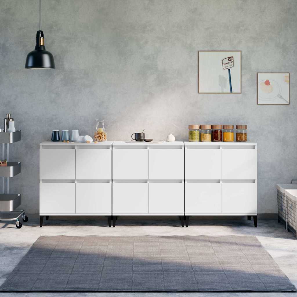 vidaXL Dressoirs 2 st 60x35x70 cm bewerkt hout wit