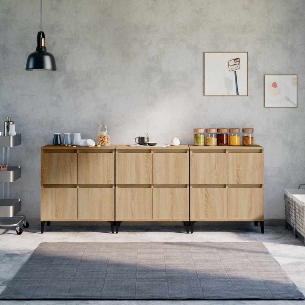 vidaXL Dressoirs 2 st 60x35x70 cm bewerkt hout wit