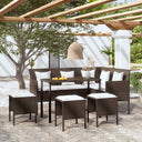 vidaXL 5-piece L-shaped Lounge Set with Cushions Poly Rattan Brown
