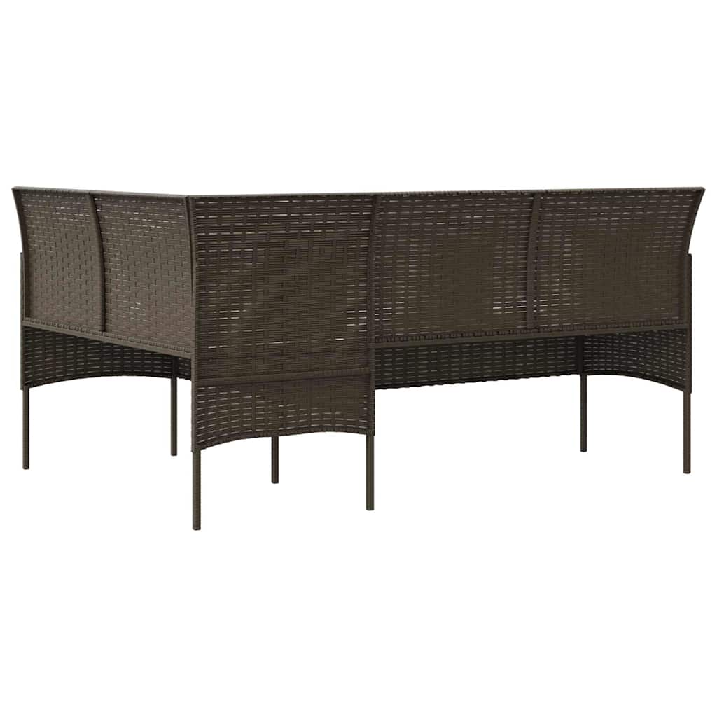 vidaXL 5-piece L-shaped Lounge Set with Cushions Poly Rattan Brown