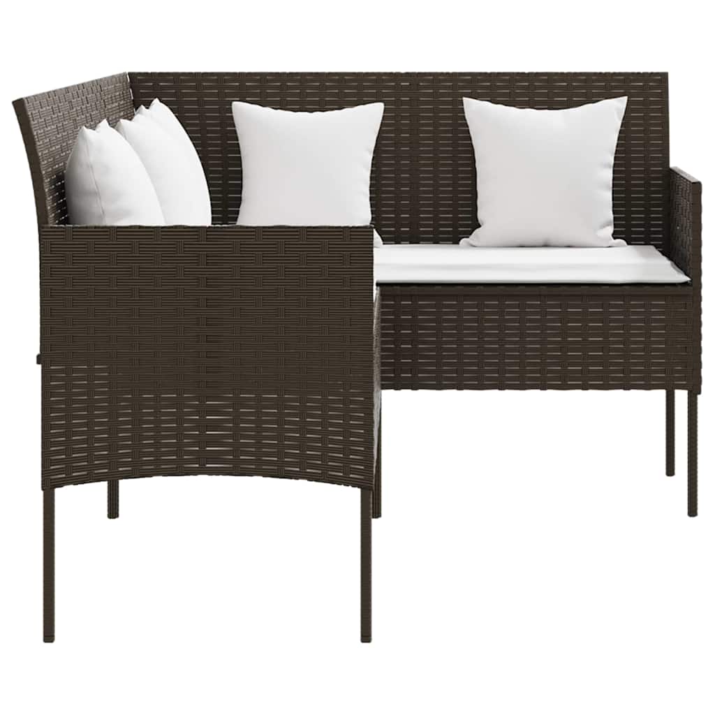 vidaXL 5-piece L-shaped Lounge Set with Cushions Poly Rattan Brown