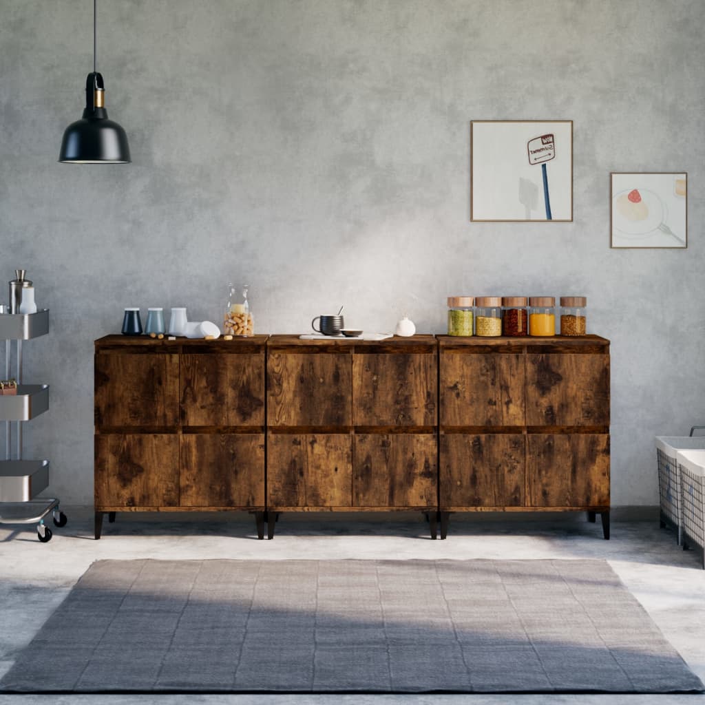 vidaXL Dressoirs 2 st 60x35x70 cm bewerkt hout wit