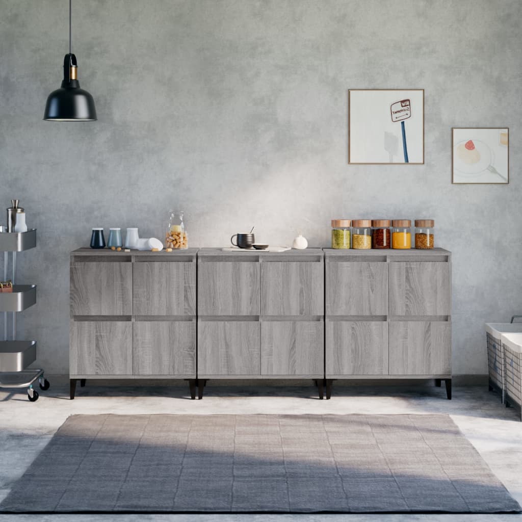 vidaXL Dressoirs 2 st 60x35x70 cm bewerkt hout wit